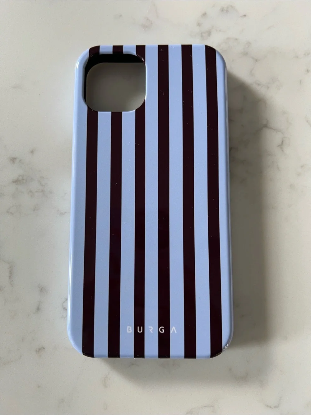 BURGA Light Blue & Dark Brown Striped iPhone 13 MagSafe Case (NWT)